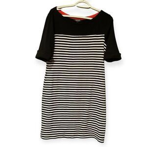 Lauren Ralph Lauren Black & White Stripes Dress Size XL 3/4 Length Sleeves